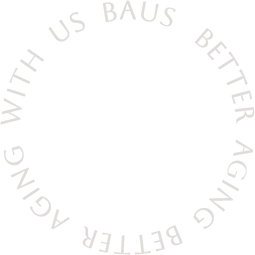 呈圆形排列的BETTER AGING WITH US BAUS英文字母装饰