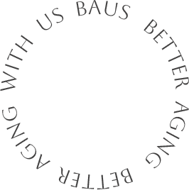 呈圆形排列的BETTER AGING WITH US BAUS英文字母装饰