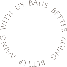 WITH US BAUS BETTER AGING BETTER AGING文字呈圆形旋转的装饰