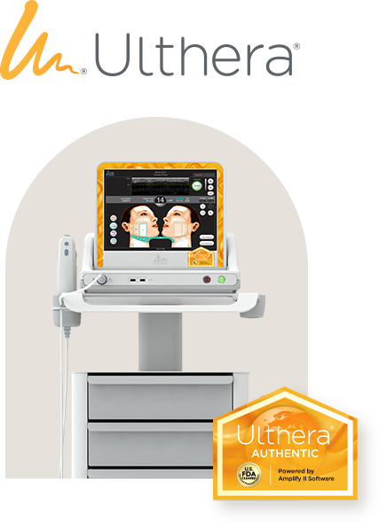 UltheraのロゴとUlthera AUTHENTIC認証マークのあるウルセラ機器