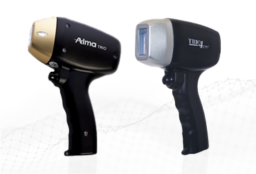 Alma TRIOとTRIOの表記があるハイパーチタニウムのレーザーハンドピース2種類